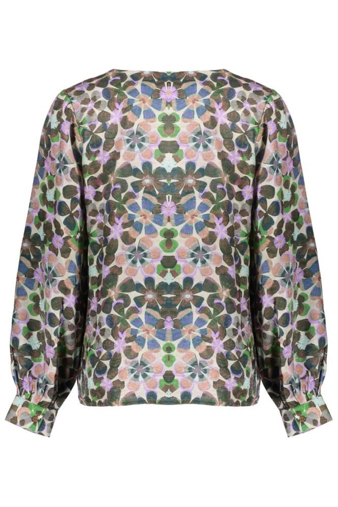 BLOUSE MET RETRO BLOEMENPRINT 53636 20 000300 LILA/GREEN